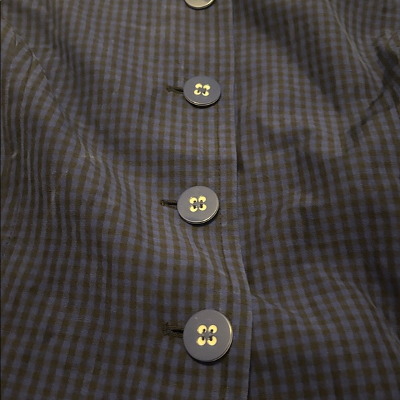 VTG Semantiks Dark Blue & Black Gingham Silk Linen Trench Coat SZ 22W peacoat - Picture 12 of 15